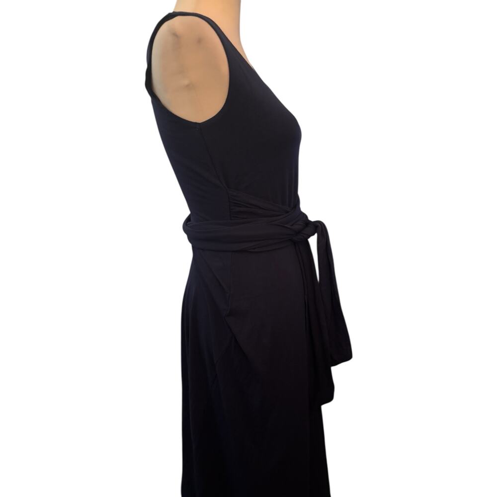 Boden Navy Jersey Wrap Dress Tie Waist Sleeveless, Size 6 Long - Picture 2 of 5